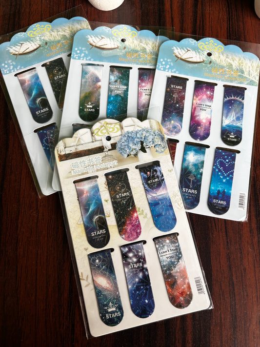Space theme magnetic bookmarks