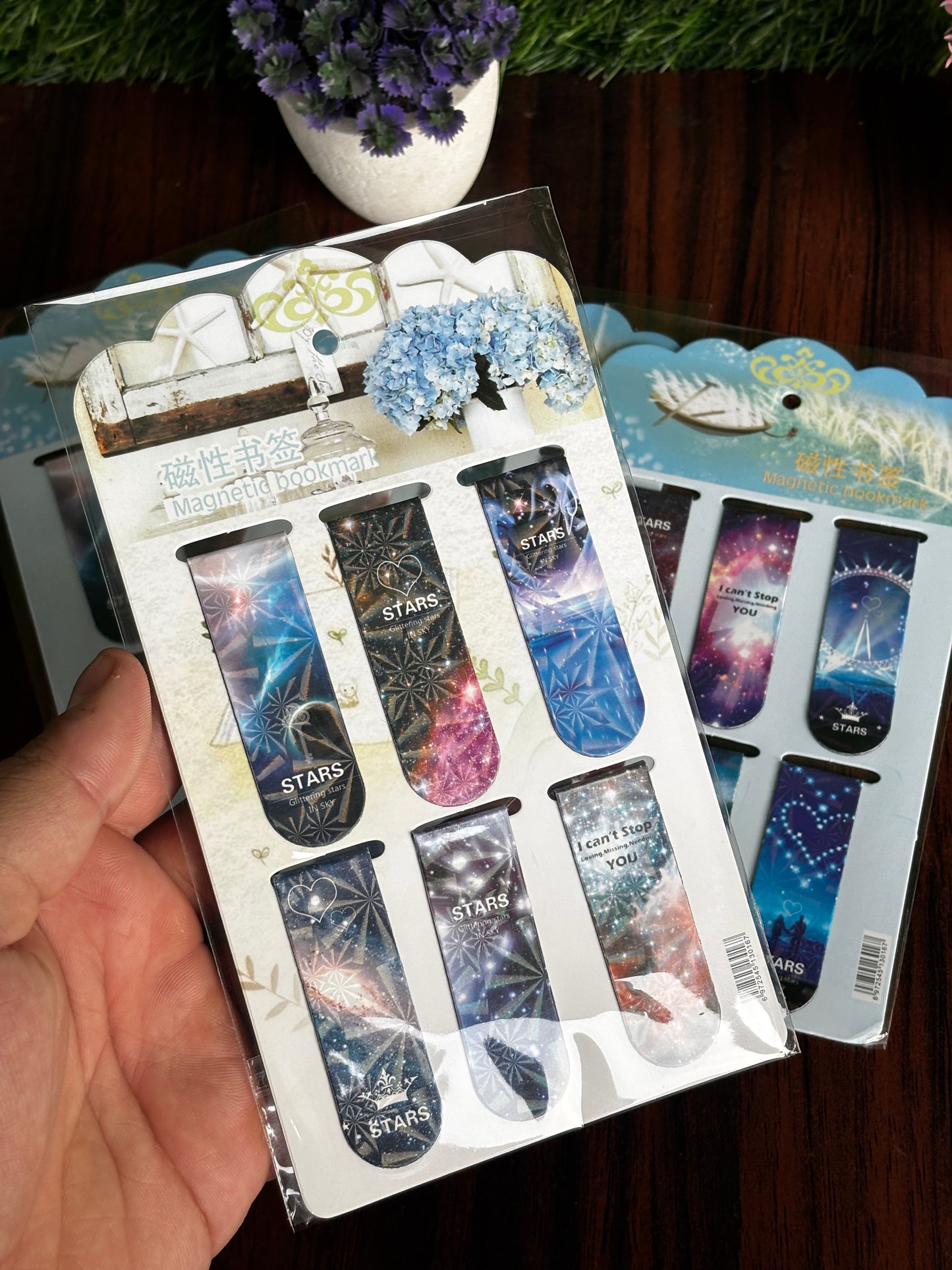 Space theme magnetic bookmarks