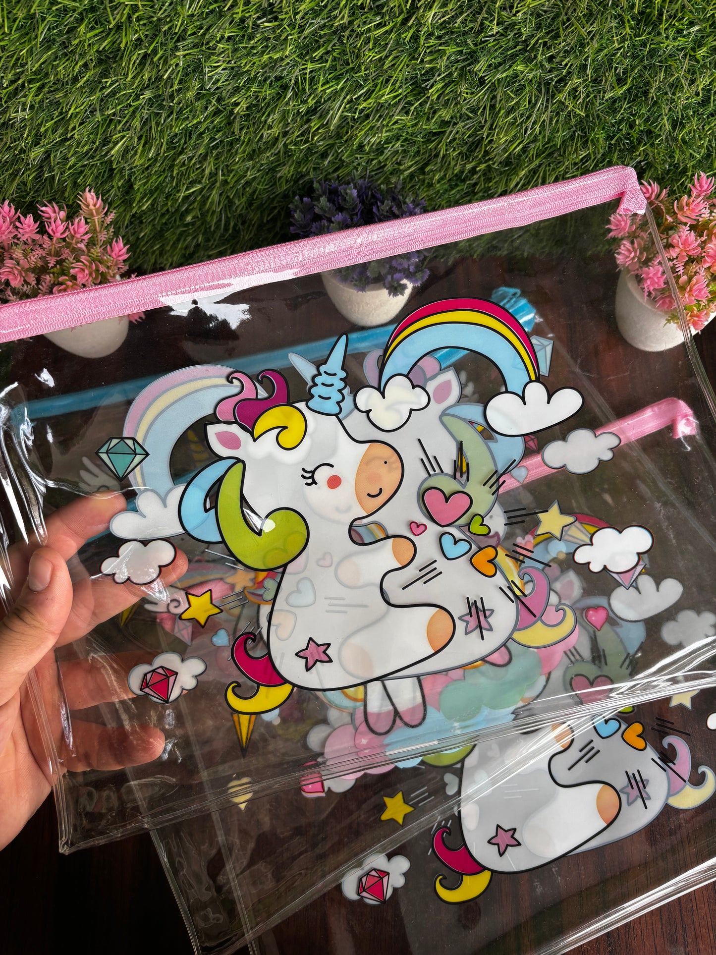 Magical Unicorn Transparent Zipper Pouches (A4 Size)