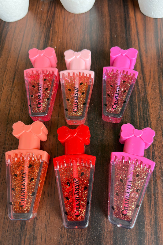 Bow Lip Gloss – Watermelon-Inspired Glitter Lip Oil