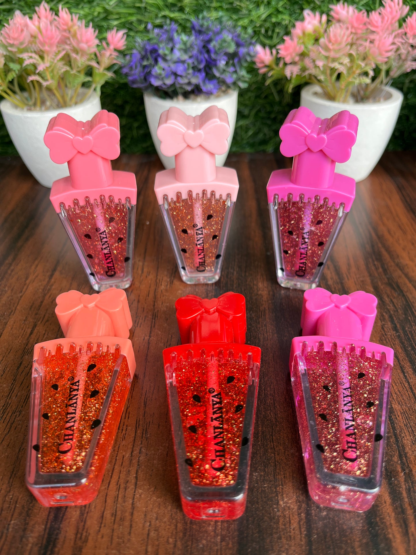 Bow Lip Gloss – Watermelon-Inspired Glitter Lip Oil