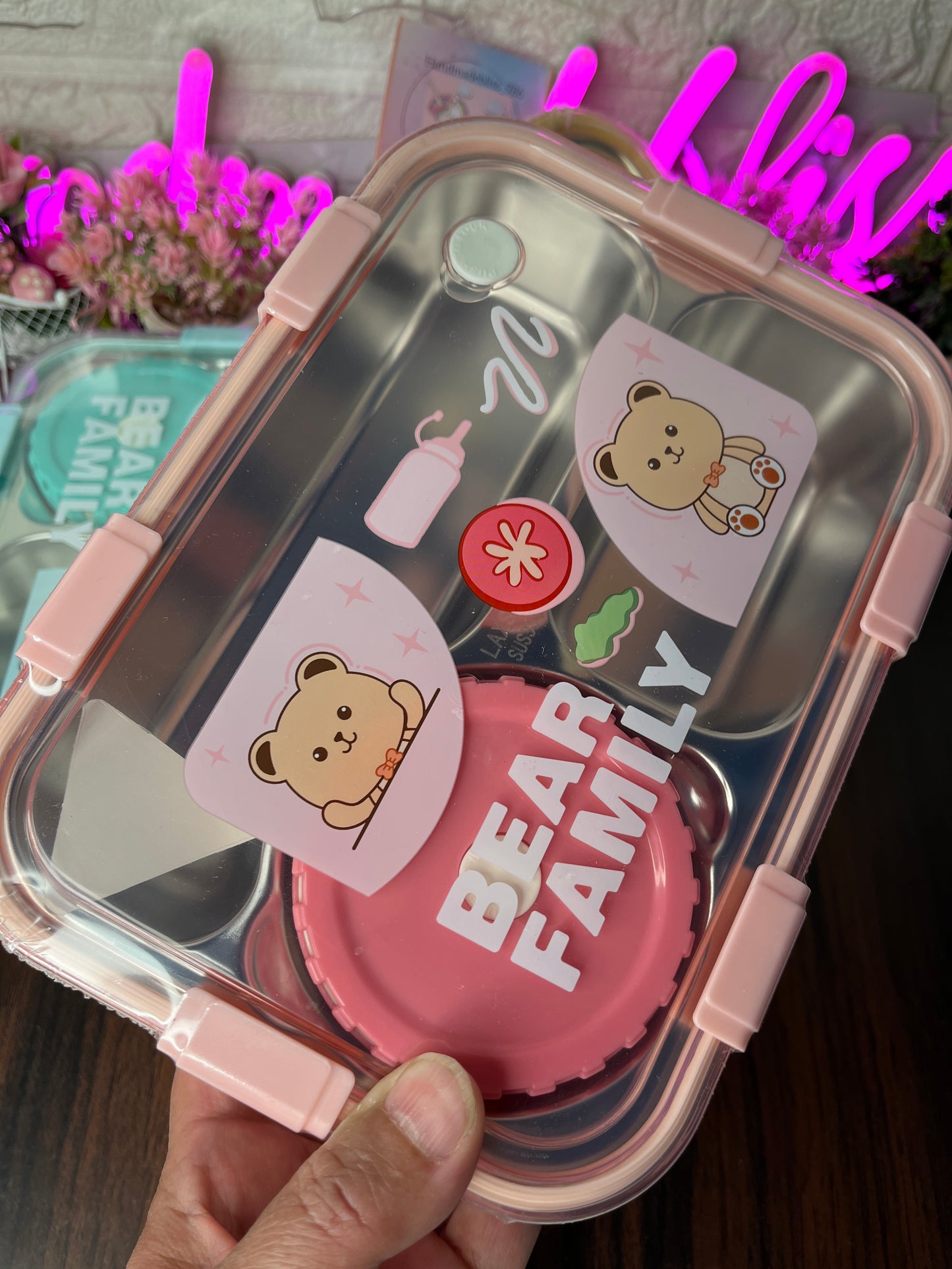 Kawaii Bear Family Stainless Steel Lunch Box