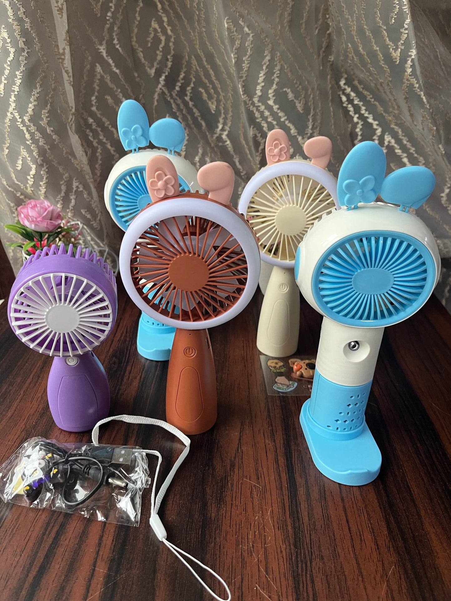Kawaii Rechargeable Fan with Night Light