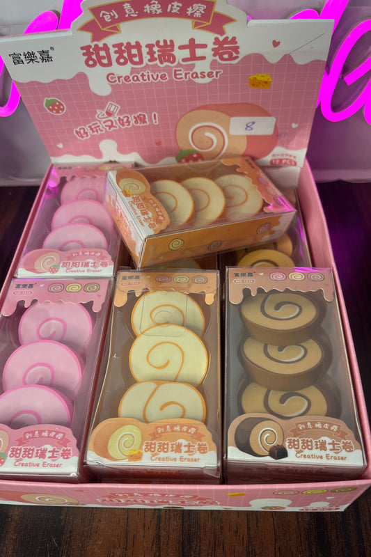 Sweet Swiss Roll Erasers