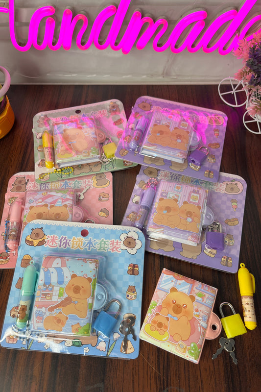 Mini Lock & Key Diary Sets 🐻🔑