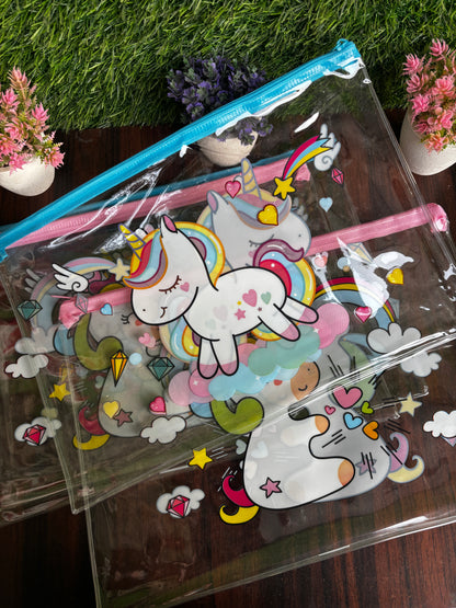 Magical Unicorn Transparent Zipper Pouches (A4 Size)