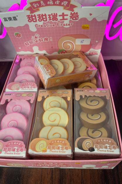 Sweet Swiss Roll Erasers